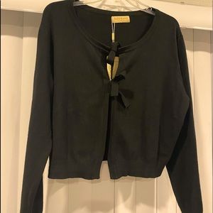 Black, tie close, cropped cardigan